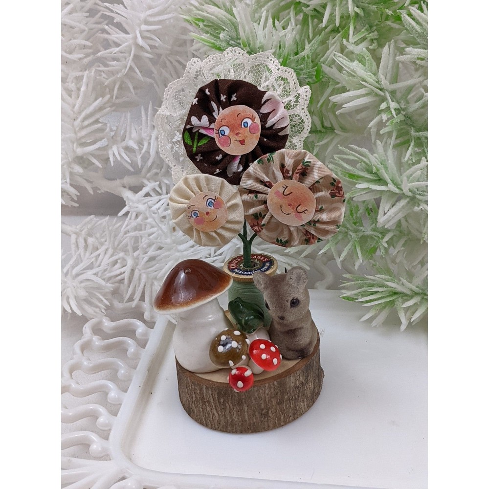 Whimsical handmade vintage Anthropomorphic Mushroom Cottagecore Goblincore